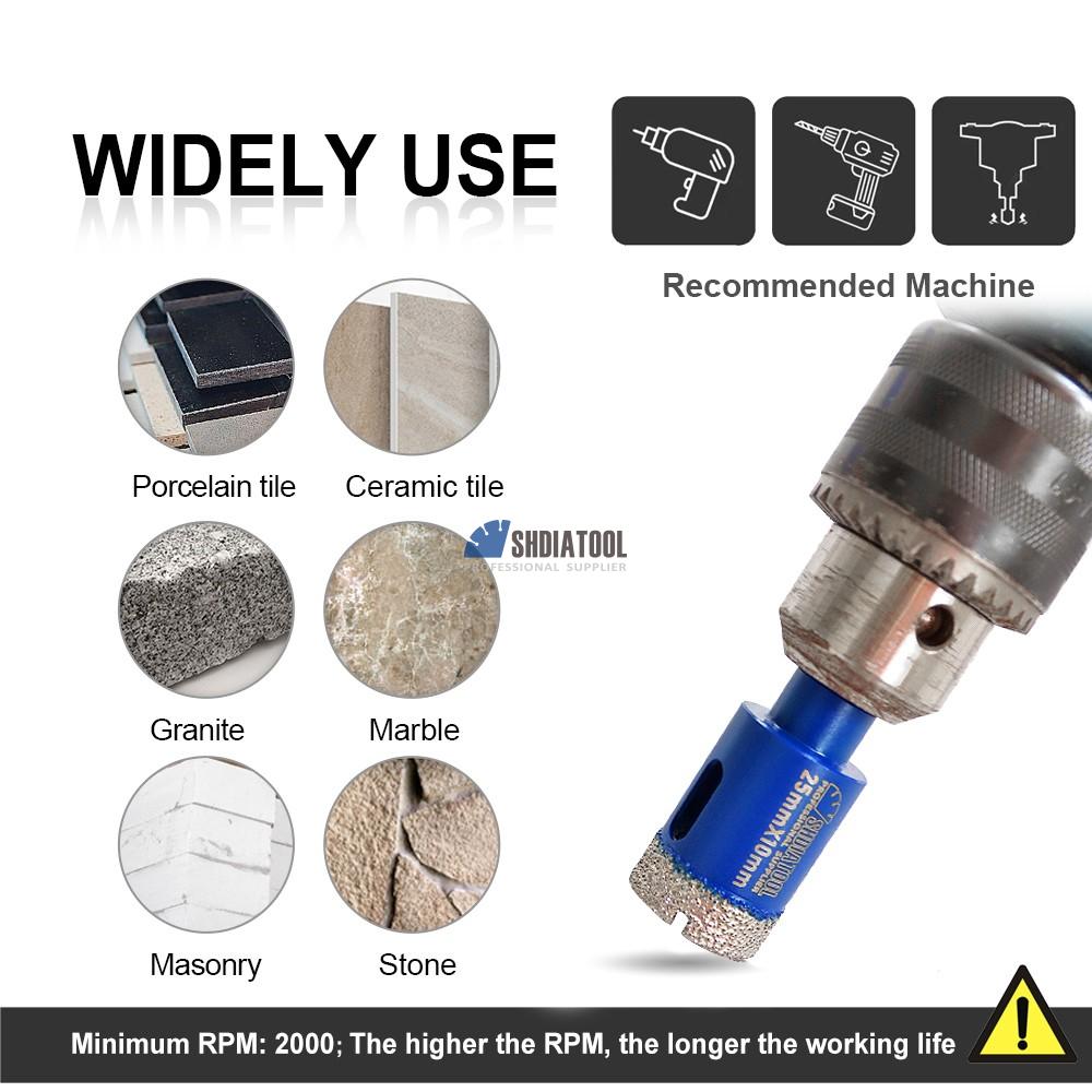11PCS/Set 6-35mm Round Shank Diamond Hole Saw Diamond Drill Bit Kit Brazed Drilling Bit for Granite Stone Marble Tile Cutter