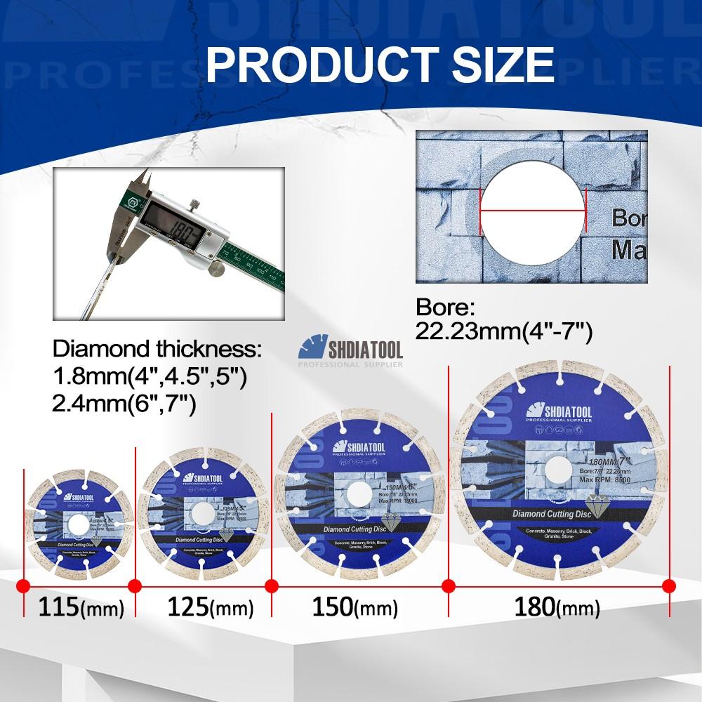 4.5/5/6/7inch Sintered Segment Diamond Saw Blade Dry Wet Cutting Disc Tile Cutter For Concrete Granite Marble