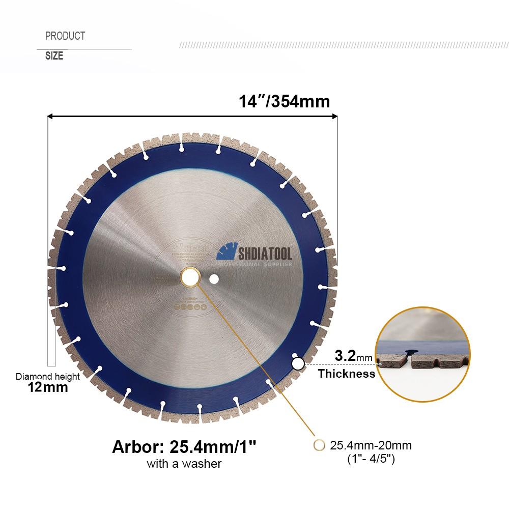 14''/358mm Sintered Turbo Segments Diamond Saw Blade Cutting&Grinding Disc Concrete Cutter for Concrete Hard Brick Masonry