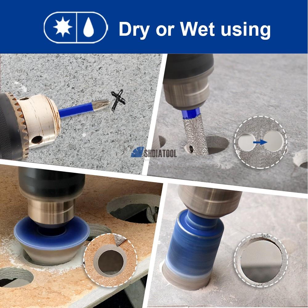 SHDIATOOL OEM Triangle Shank Diamond Core Drill Bit Set Brazed Cutting Dry Diamond Hole Saw Hardware Tools Kit