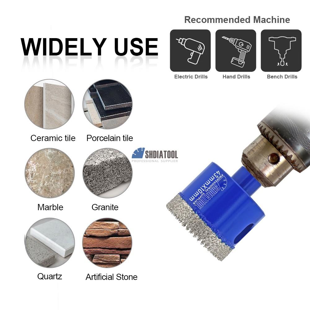 thumbnail image 2 of CoCud Diamond Core Drill Bit, 30mm Dia Triangle Shank, Tiles Stones 2 of 9