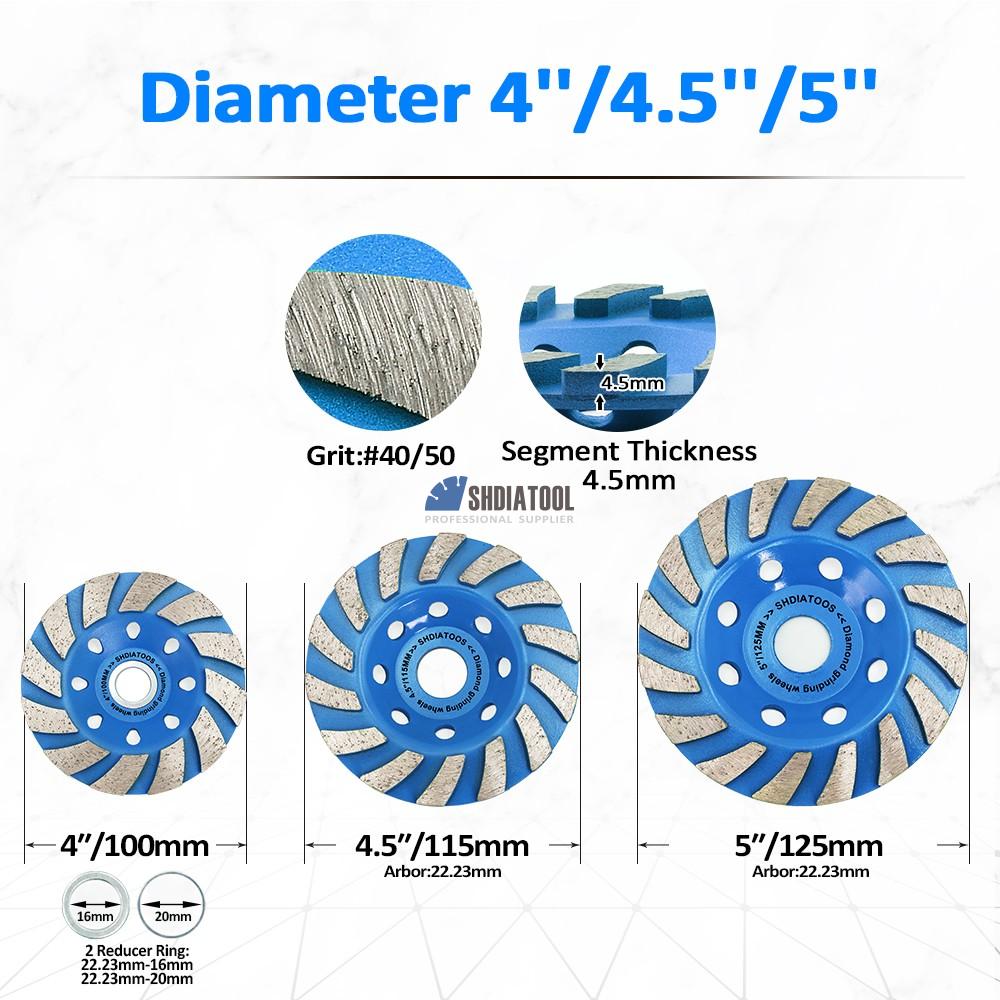100/115/125mm Turbo Cup Wheel Diamond Grinding Wheel Angle Grinder Sintered Diamond abrasive Wheel Grinding Disc For Concrete