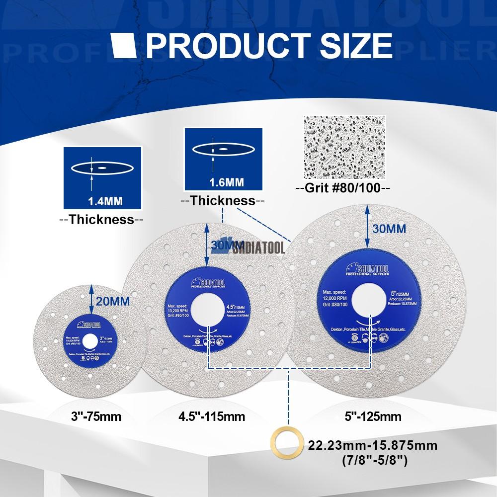 Porous Brazed Turbo Diamond Saw Blade Rock Slab Cutting Disc for Angle Grinder Cutting Grinding Tile Granite Marble Ceramic
