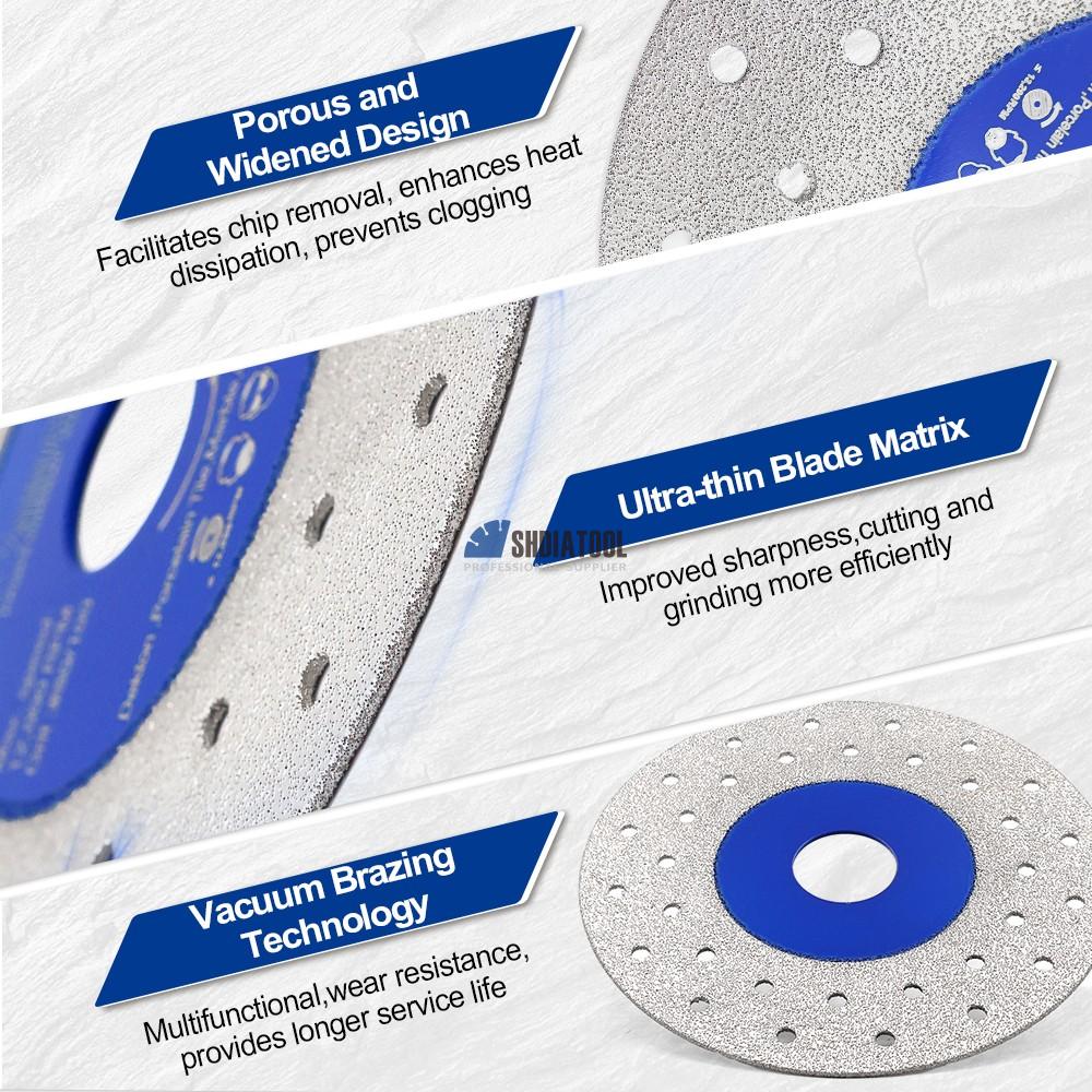 Porous Brazed Turbo Diamond Saw Blade Rock Slab Cutting Disc for Angle Grinder Cutting Grinding Tile Granite Marble Ceramic