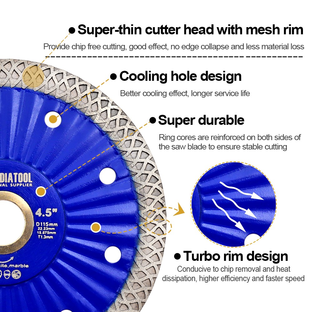 Dia4/4.5/7INCH Diamond Superthin Hot Pressed Turbo Saw Blade Cutting Disc Disk