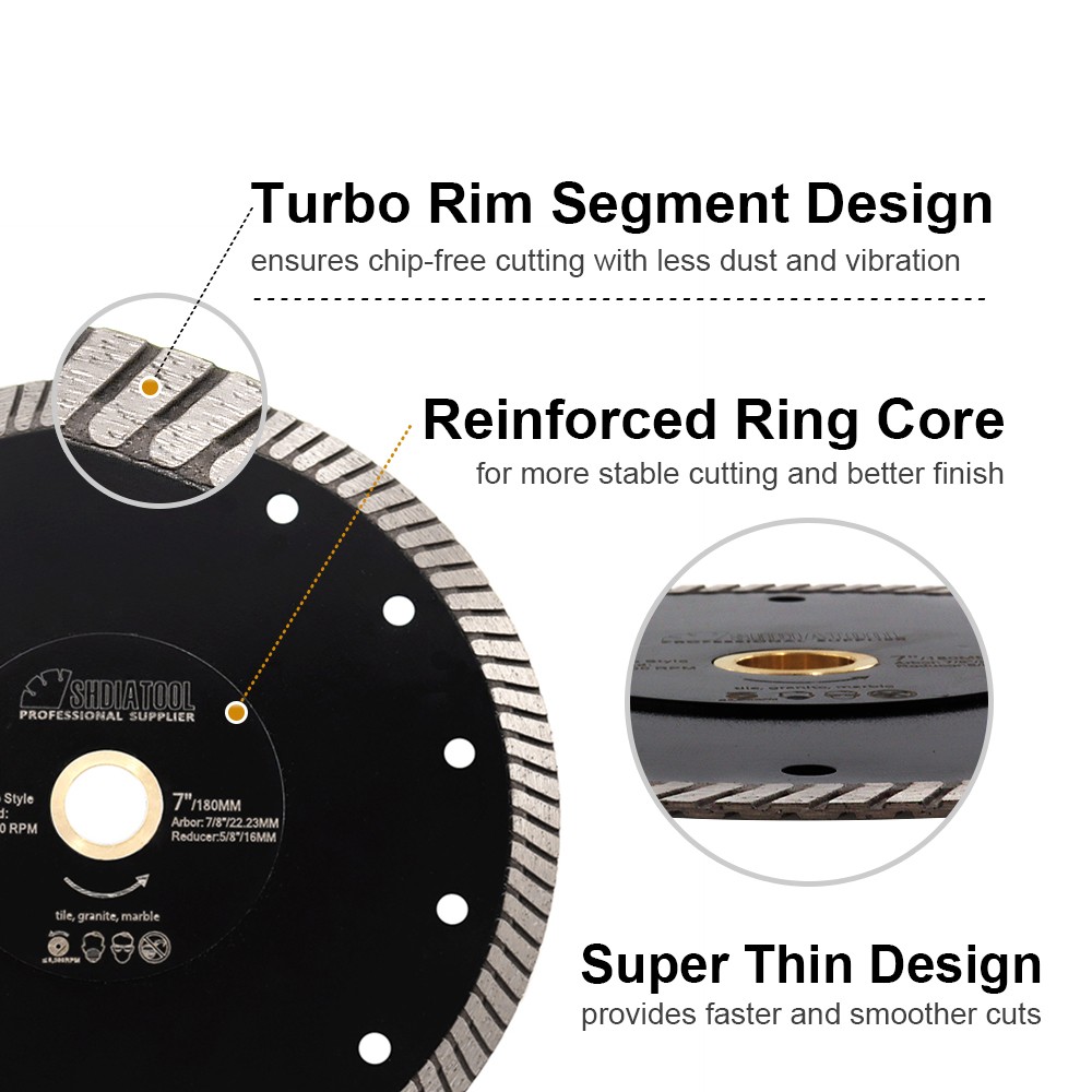 105-250MM Diamond Hot Pressed Super-thin Diamond Turbo Saw Blade Cutting Disc