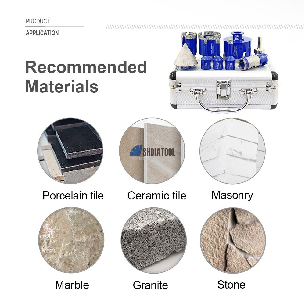 9PCS/1Set Vacuum Brazed 5/8''-11 Diamond Core Drill Bit Beveling Chamfer Finger Milling Tools Kit for Tile Marble Granite