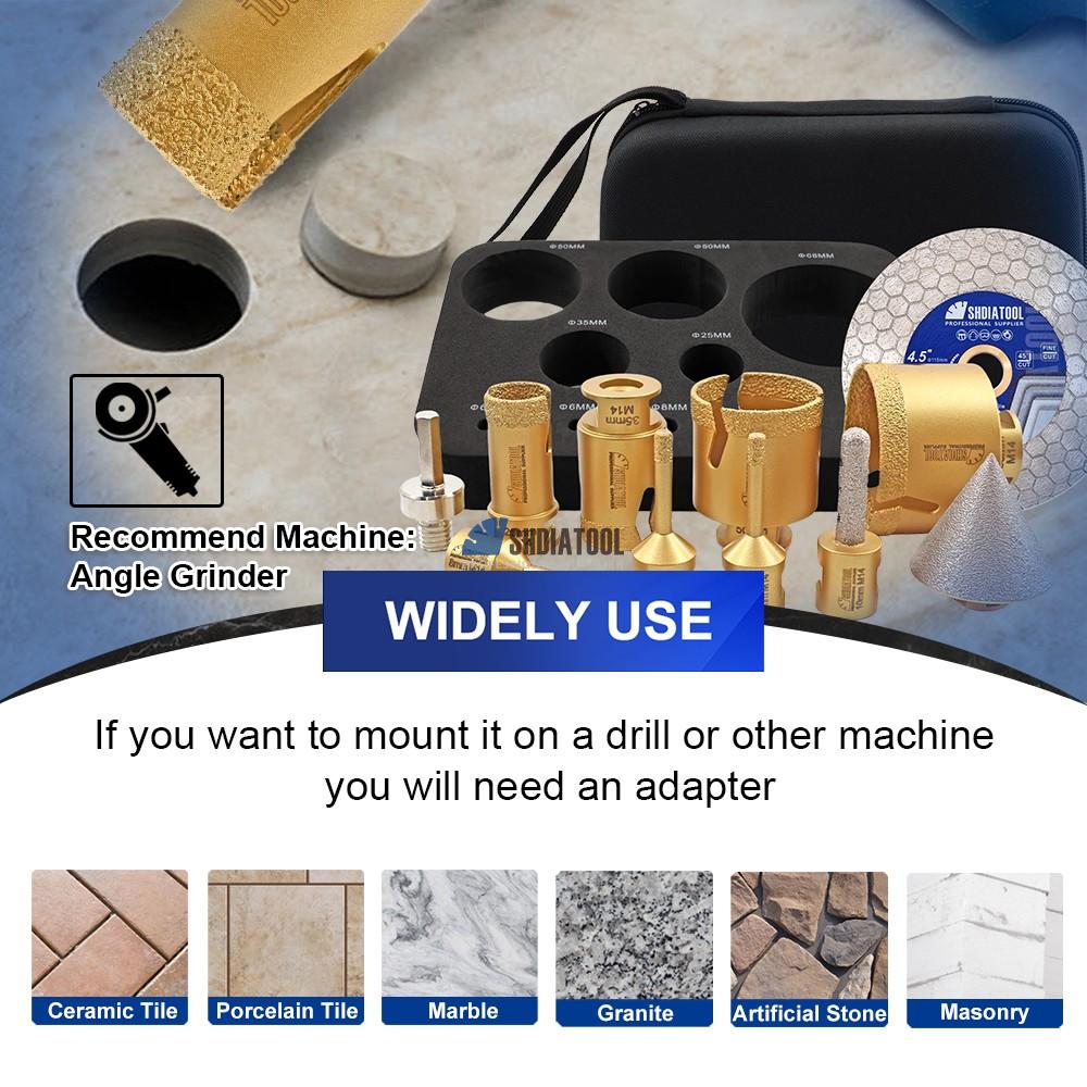 1Set/11PCS 6-68MM Vacuum Brazed Diamond Core Drill Bit /10MM Finger Milling Bit Cutter / 2
