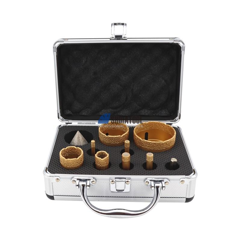 1set/10pcs Diamond Vacuum Brazed Diamond Core Drill Bit Hole Saw Hole Cutter Kit Chamfer Beveling Bit Set for Tile Marble