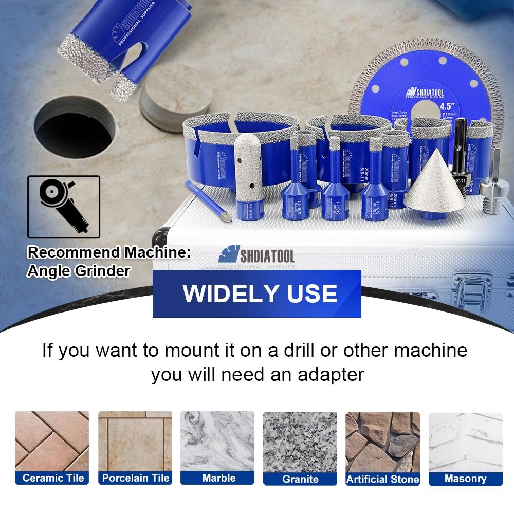 5/8''-11 Vacuum Brazed Diamond Core Drill Bit Set Saw Blade Diamond Crowns Hole Saw Kit For Granite Marble Stone Porcelain Tile