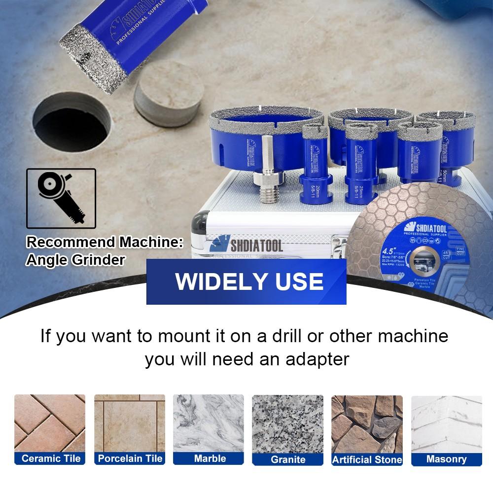 8PCS 5/8''-11 Vacuum Brazed Diamond Core Drill Bit Drilling Bit Set for Marble Granite Tile Masonry Saw Blade Hole Saw Cutter Kit