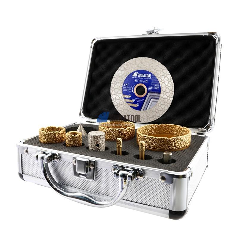 Vacuum Brazed Diamond Core Drill Bits Finger Milling Cutter Chamfer Set Diamond Saw Blade Diamond Hole Saw Cutter Kit