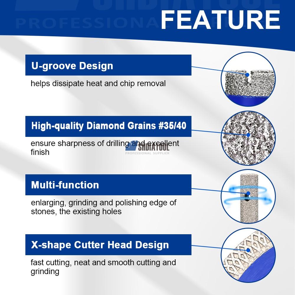 11PCS 5/8''-11 Vacuum Brazed Diamond Core Drill Bits Saw Blade Set Tile Diamond Hole Saw Kit for Granite Marble Drilling