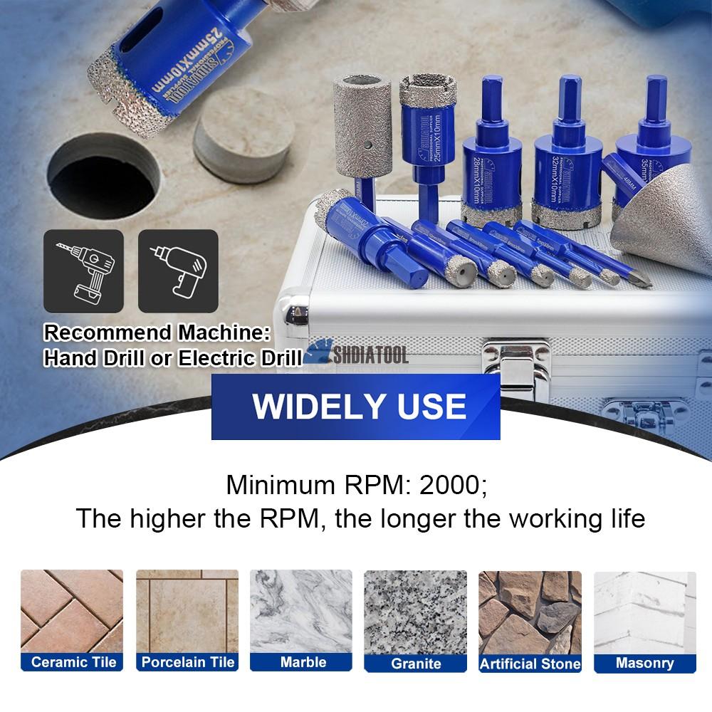 13PCS 5-35MM Vacuum Brazed Diamond Core Drill Bits Set Hex Shank Manufacturer Hole Cutter for Tile Marble Granite Ceramic