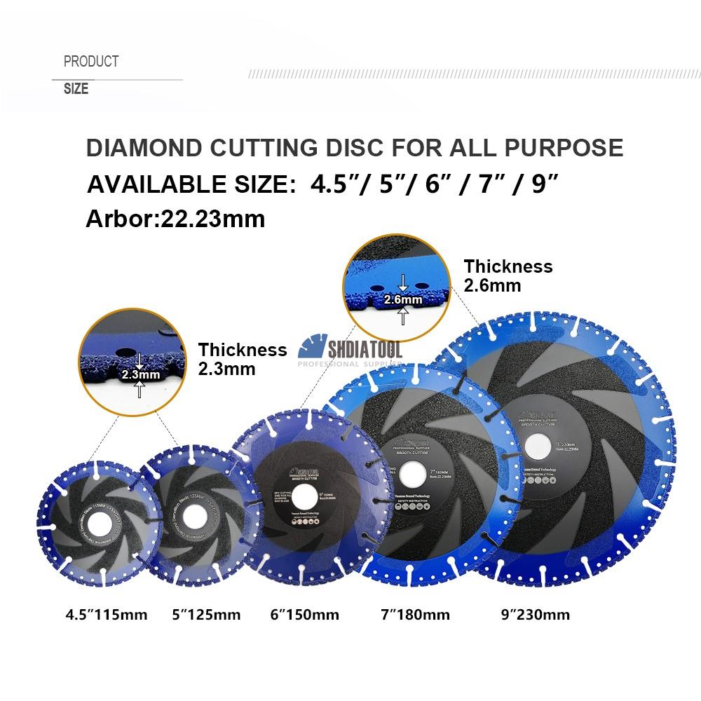 Vacuum Brazed Multi Purpose Demolition Cutting Blade Diamond Granite Saw Bblade for Steel Pipe Stone Concrete Iron