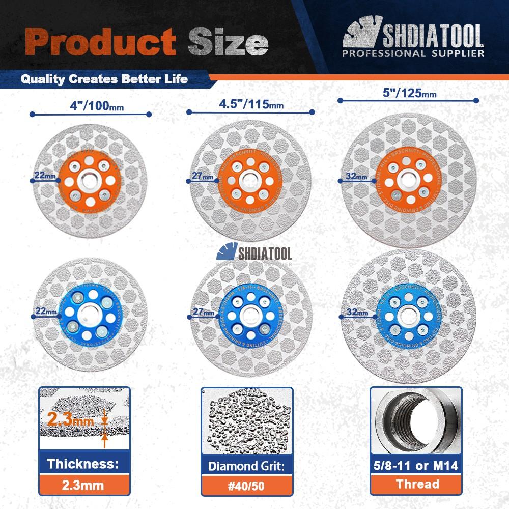 100/115/125mm Double-Sided Diamond Cutting Grinding Disc Cutting Off Wheel Cutting Disk for Tile Granite Marble on Angle Grinder
