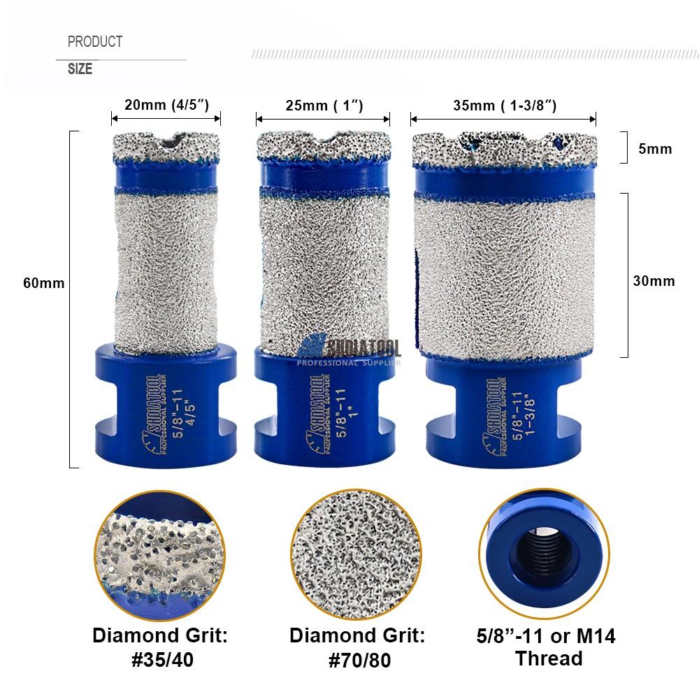 20/25/35mm Vacuum Brazed Diamond Drilling Finger Milling Bits M14 Thread for Granite Marble Ceramic Drilling Tool