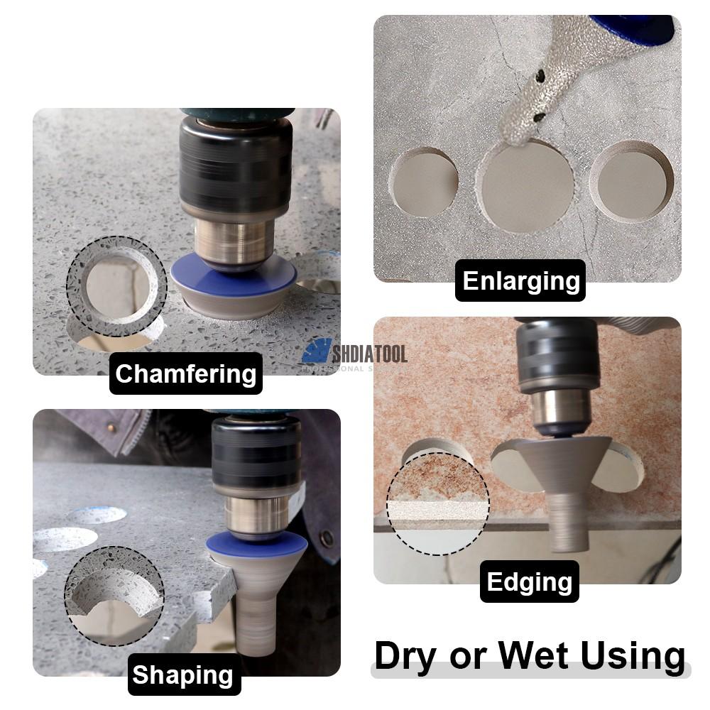  Dia10/20mm Vacuum Brazed Diamond Finger Milling Bits Chamferer Hole Saw With Hex Shank