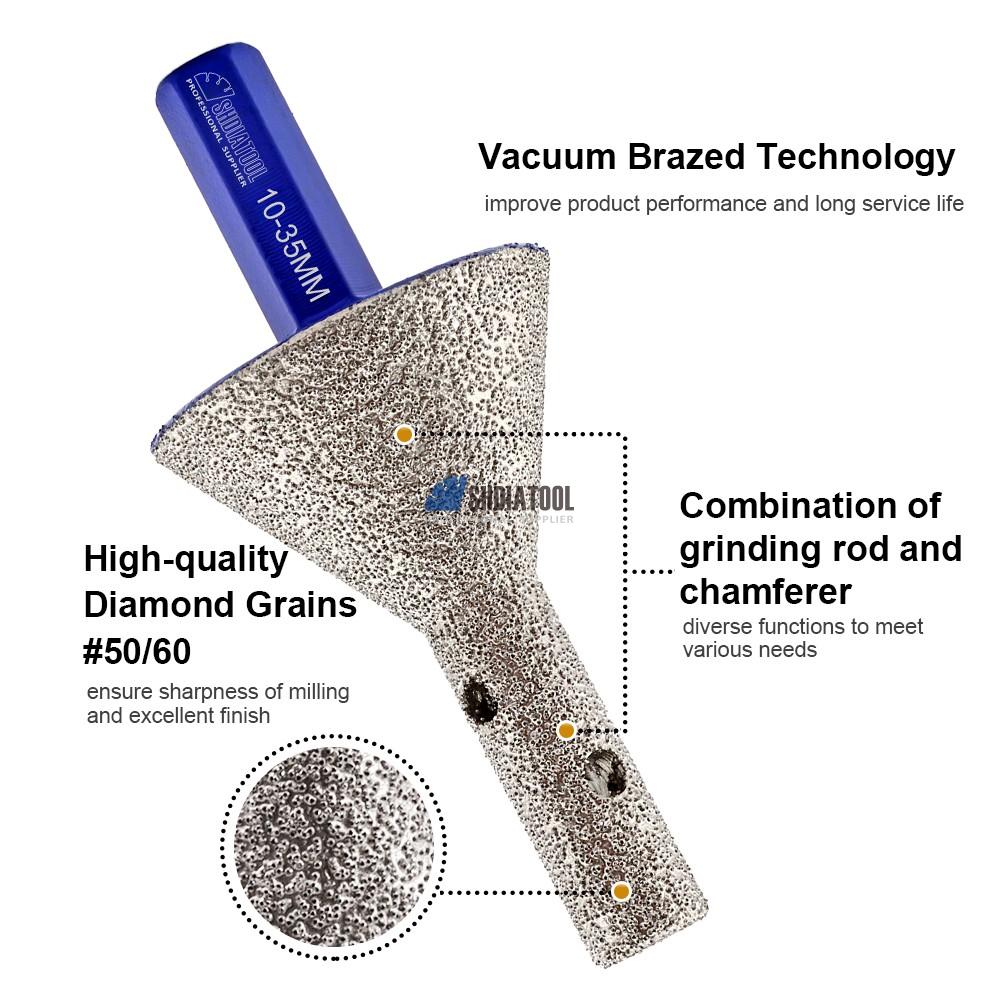  Dia10/20mm Vacuum Brazed Diamond Finger Milling Bits Chamferer Hole Saw With Hex Shank