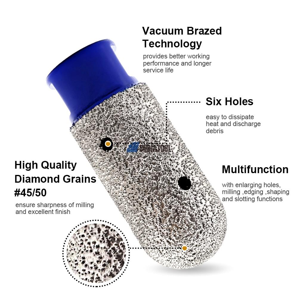 Vacuum Brazed Diamond Finger Milling Bits Milling Cutter M14/5/8''-11