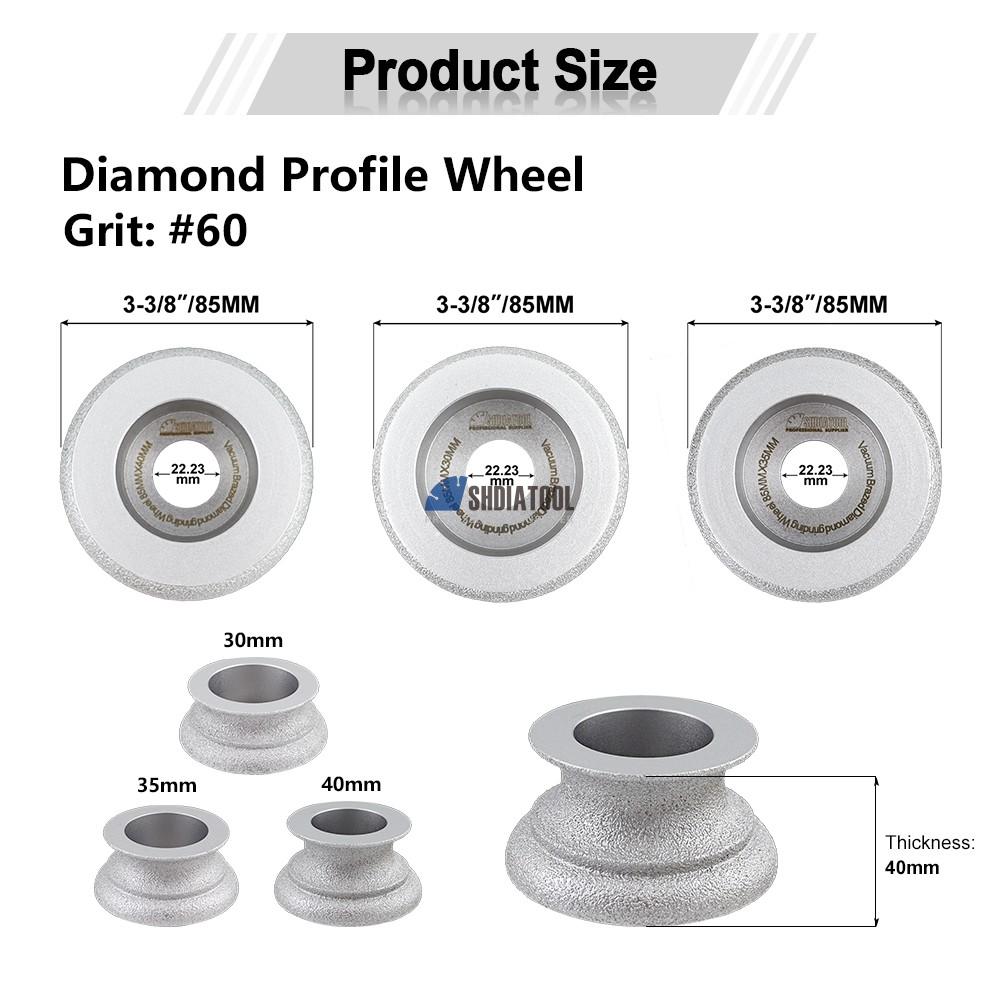 High Grinding Efficiency Dia 85mm Vacuum Brazed Diamond Grinding Cutting Profile Wheel For Granite Marble Stone Edge