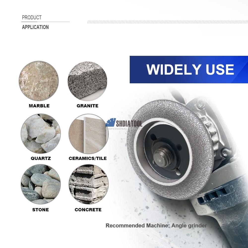 Dia 75mm 10-20mm Height Vacuum Brazed Diamond Hand Profile Grinding Wheel Edge Abrasive Disc Abrasive Tool for Angle Grinder