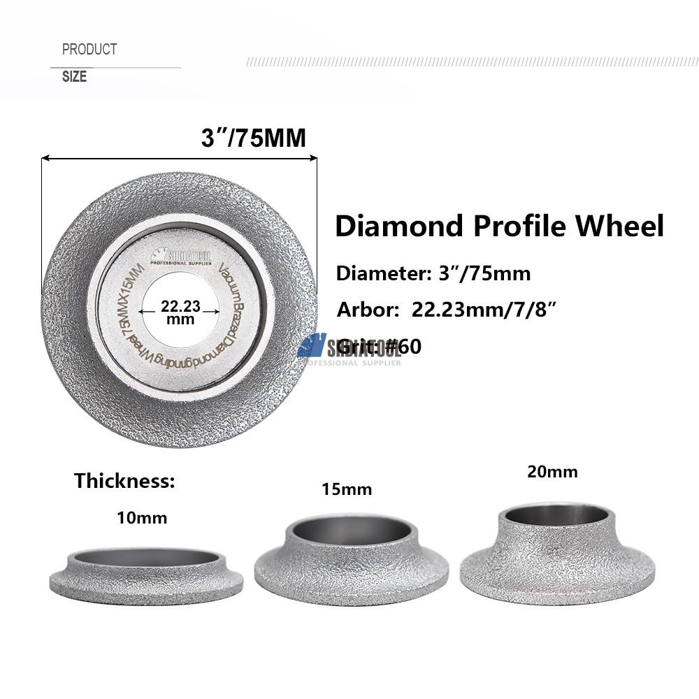 Dia 75mm 10-20mm Height Vacuum Brazed Diamond Hand Profile Grinding Wheel Edge Abrasive Disc Abrasive Tool for Angle Grinder