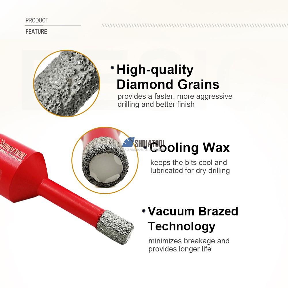 Vacuum Brazed Diamond Hole Saw Kit 5PCS/Set 6+8+10+12mm+HEX Tile Tool Diamond Core Drill Bit Set For Marble Granite