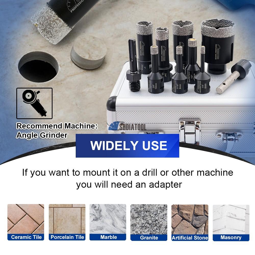 6-51mm Dry Use 10pcs/Set Vacuum Brazed Diamond Hole saw Porcelain Tile Ceramic Marble Diamond Core Drilling Bit Set