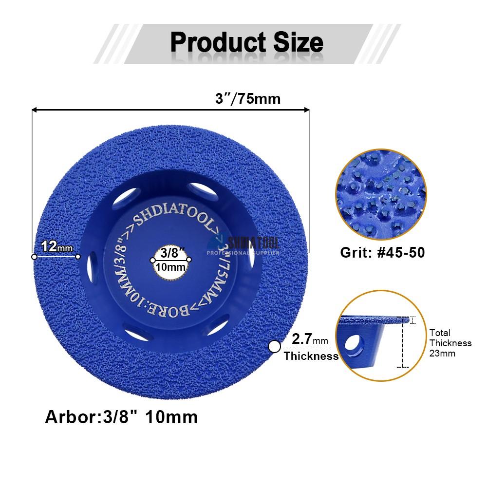 3inch/75mm Vacuum Brazed Diamond Marble Granite Stone Grinding Wheel Grinding Disc Brazed Diamond Abrasive Cutting Wheel