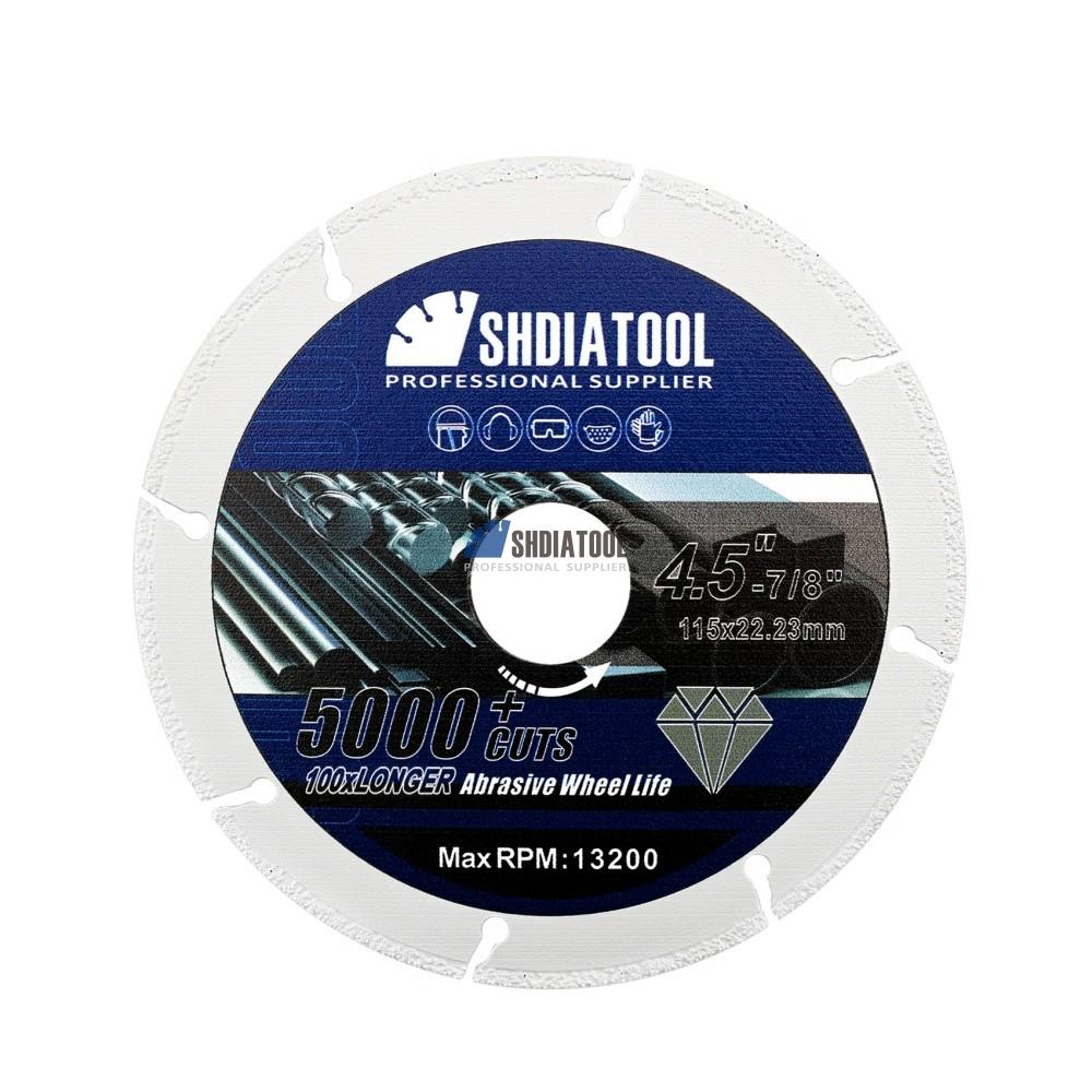 3/4/4.5/5in Vacuum Brazed Diamond Metal Cutting Blade Dry Cutting Segmented Saw Blade For Steel Tube/Iron Rebar/Angle Steel