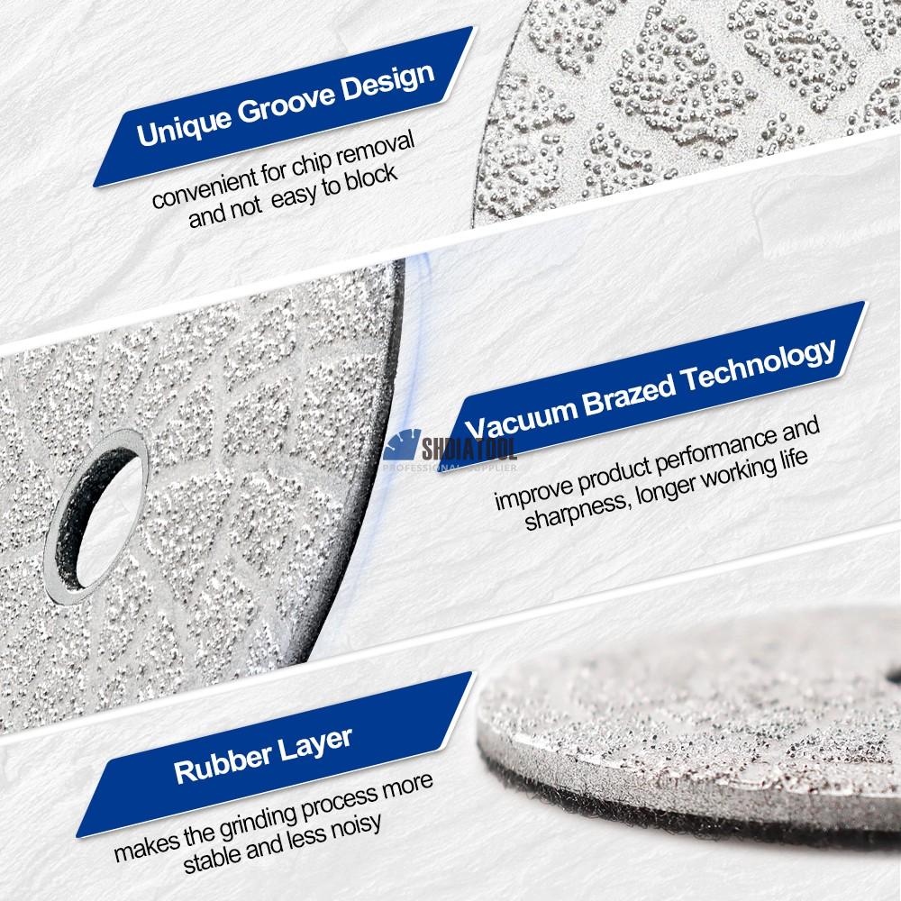 4in/100mm High Efficiency #30#50 Vacuum Brazed Diamond Polishing Pads Grinding Disc for Granite Concrete Marble Stone