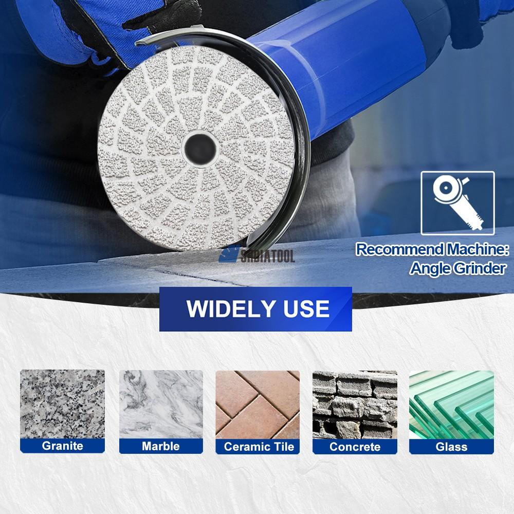 4in/100mm High Efficiency #30#50 Vacuum Brazed Diamond Polishing Pads Grinding Disc for Granite Concrete Marble Stone
