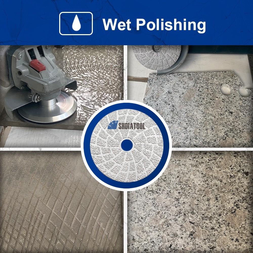 4in/100mm High Efficiency #30#50 Vacuum Brazed Diamond Polishing Pads Grinding Disc for Granite Concrete Marble Stone