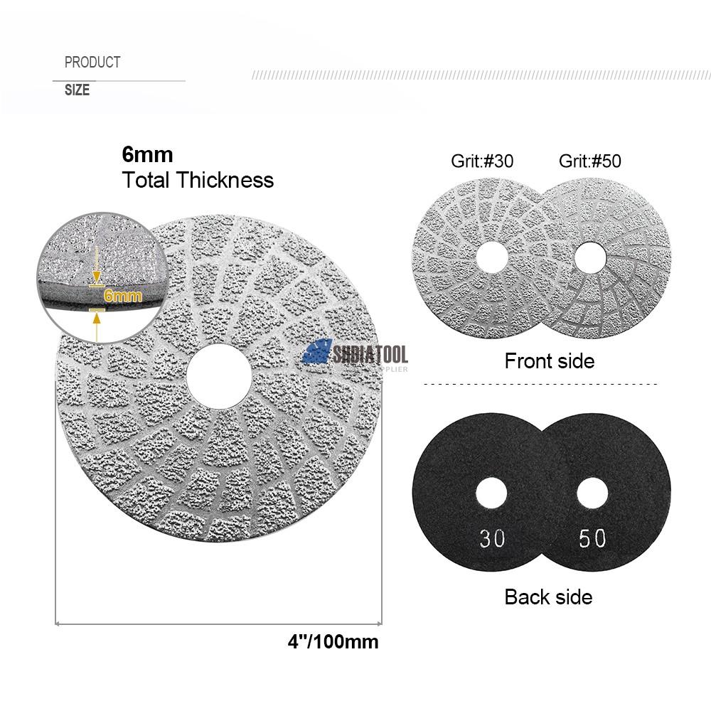 4 Inch Vacuum Brazed Diamond Grinding Disc Grit 30/50