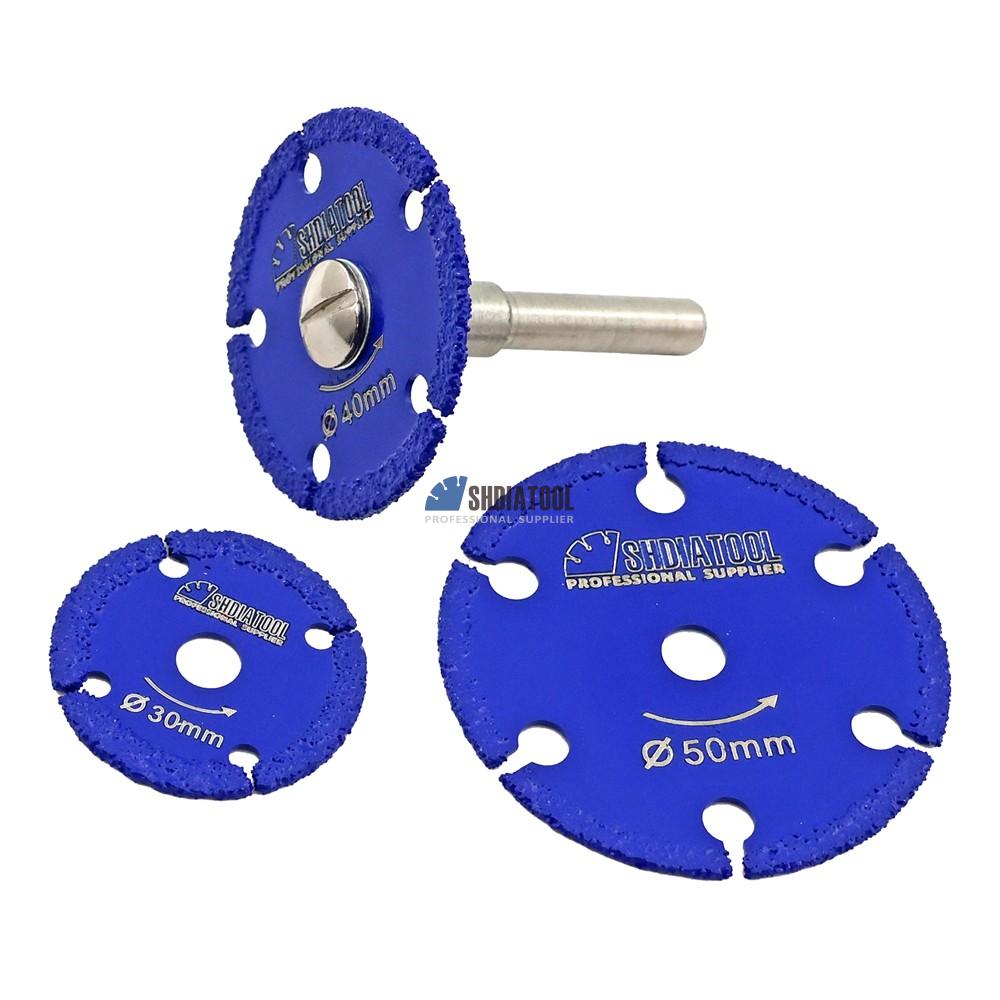 1Set/4pcs 30+40+50mm Vacuum Brazed Mini Metal Diamond Saw Blade Cutting Disc With Shank For Iron pipe/Metal/Iron sheets/Screw