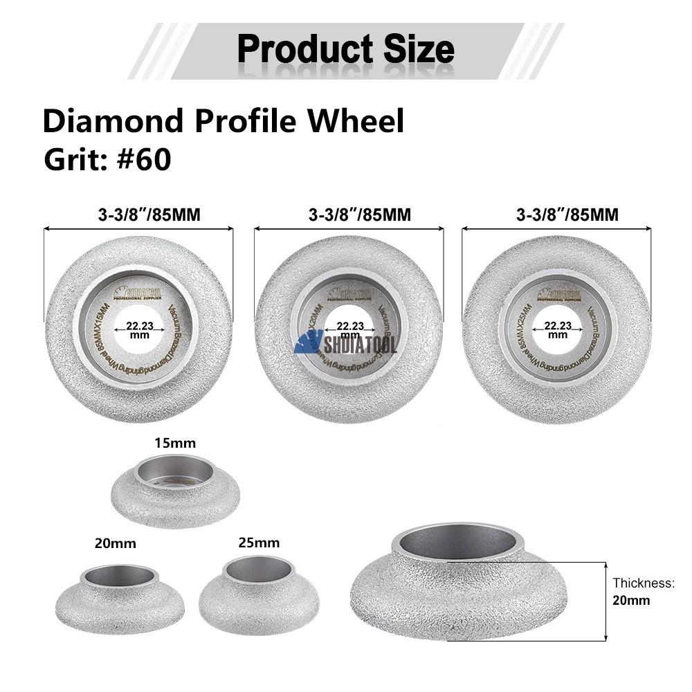Diameter 85mm*15/20/25mm Height Vacuum Brazed Profiling Hand Wheel Diamond Edge Grinding Wheel for Angle Grinder