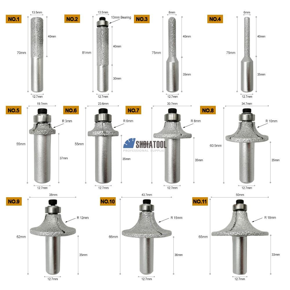 Vacuum Brazed diamond router bits 