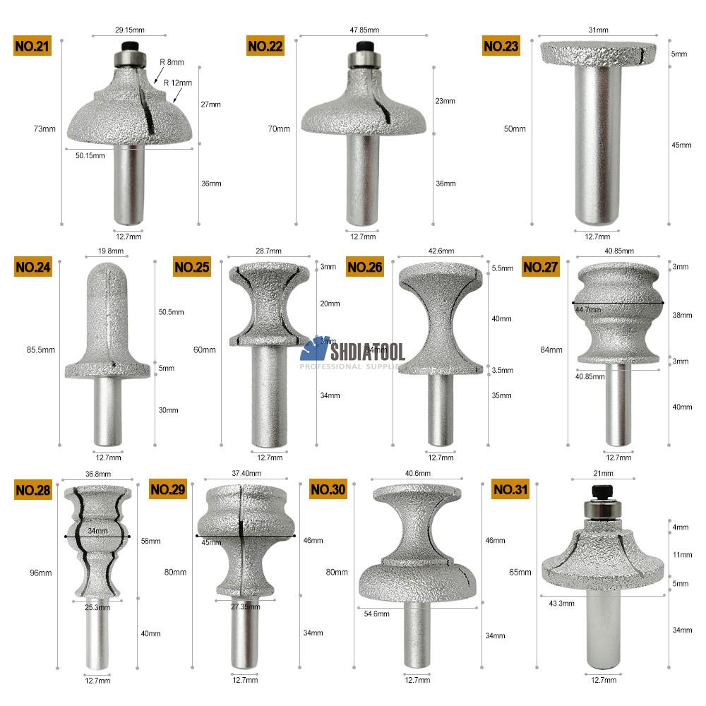 Vacuum Brazed diamond router bits 