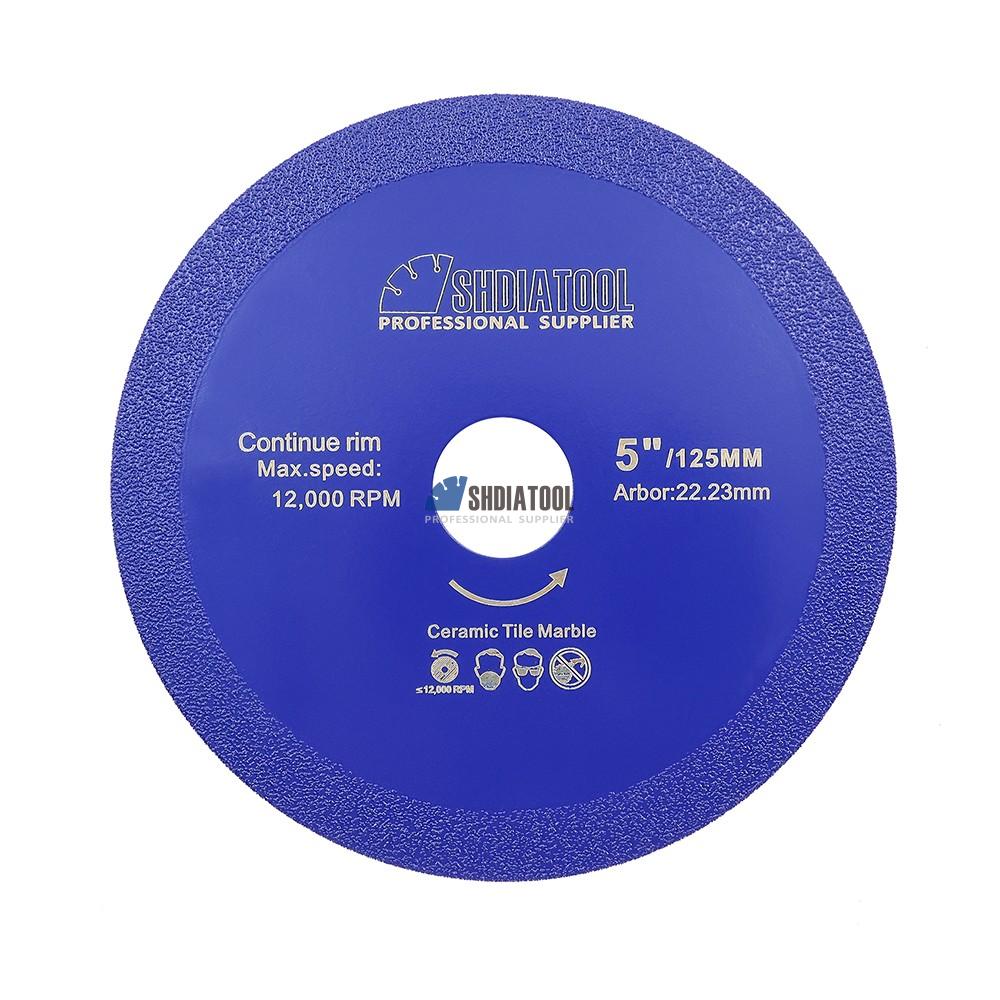 Vacuum brazed Continuous Rim Super Thin 5inch Diamond Saw Blade Cutting Disc for Granite Marble Cutter Blade