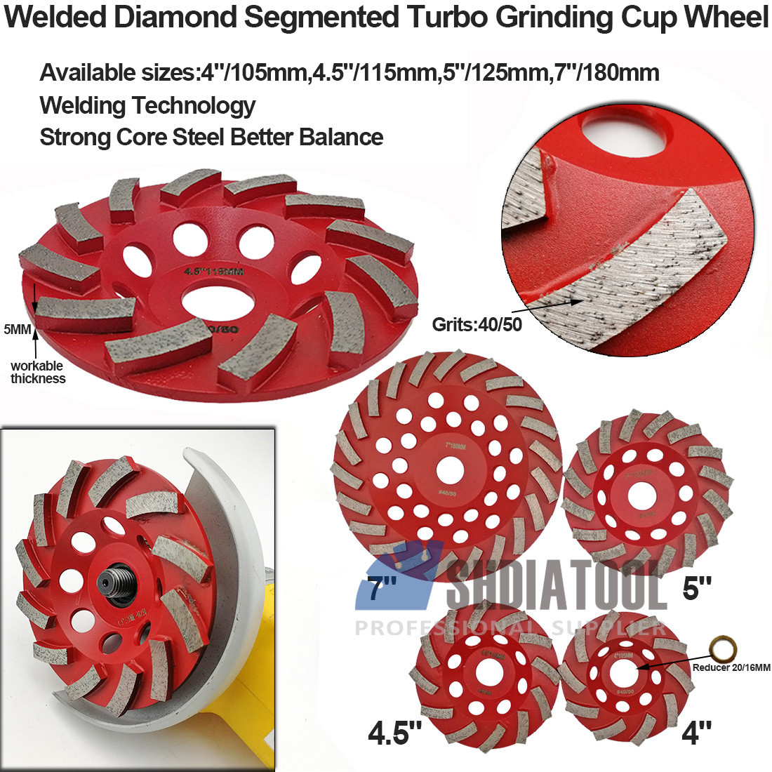 Welded Diamond Segmented Turbo Grinding Cup Wheel