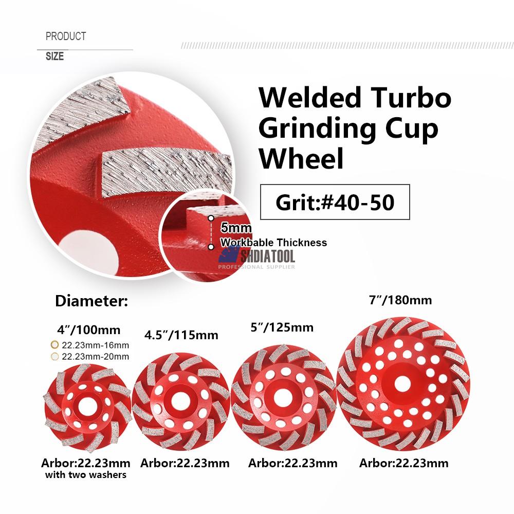 Dia 4-7 inch Welded Diamond Turbo Row Cup Grinding Wheel Concrete Floor Grinding Disc Abrasive Disc Cutting Off Wheel