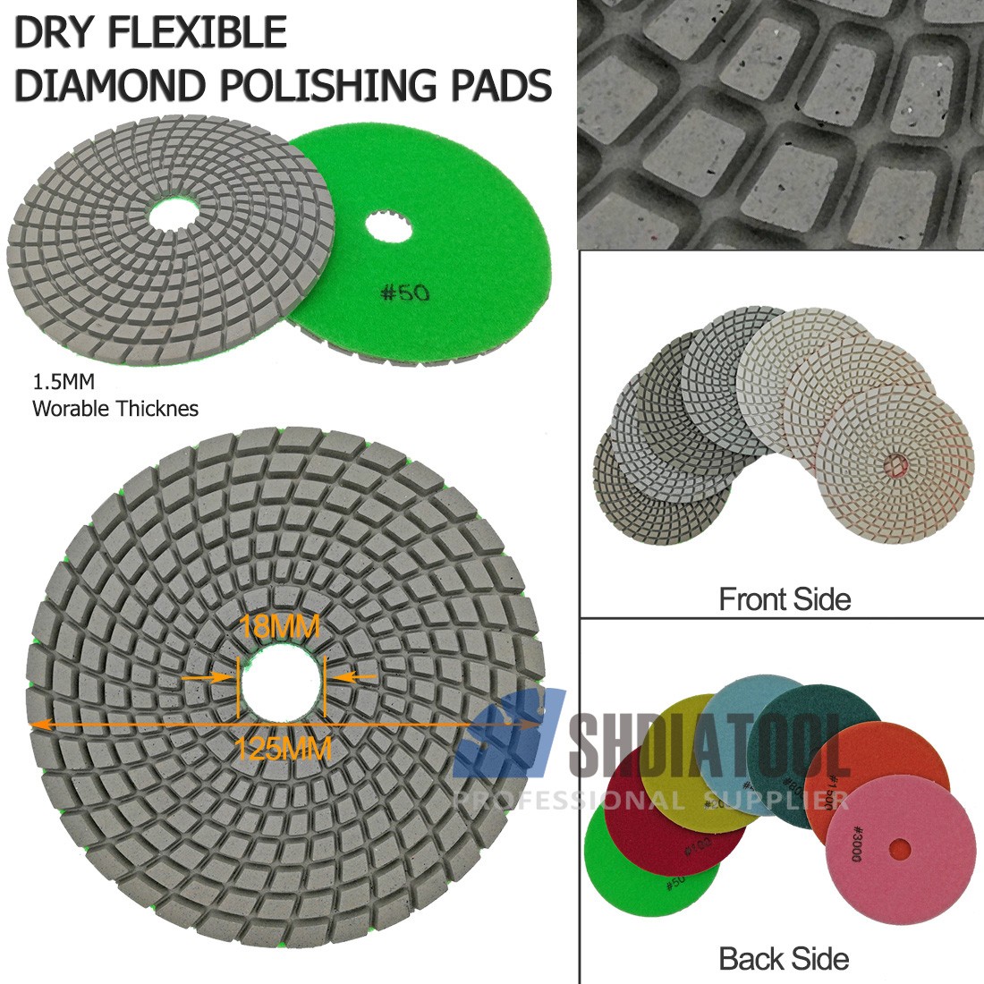 Diamond Wet Polishing Pads White Bond (3 sizes)