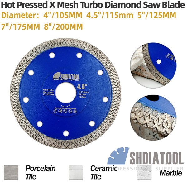 Dia 4"-12" Diamond Ceramic Saw blade X Mesh Turbo Cutting Disc Wheel Marble Tile 