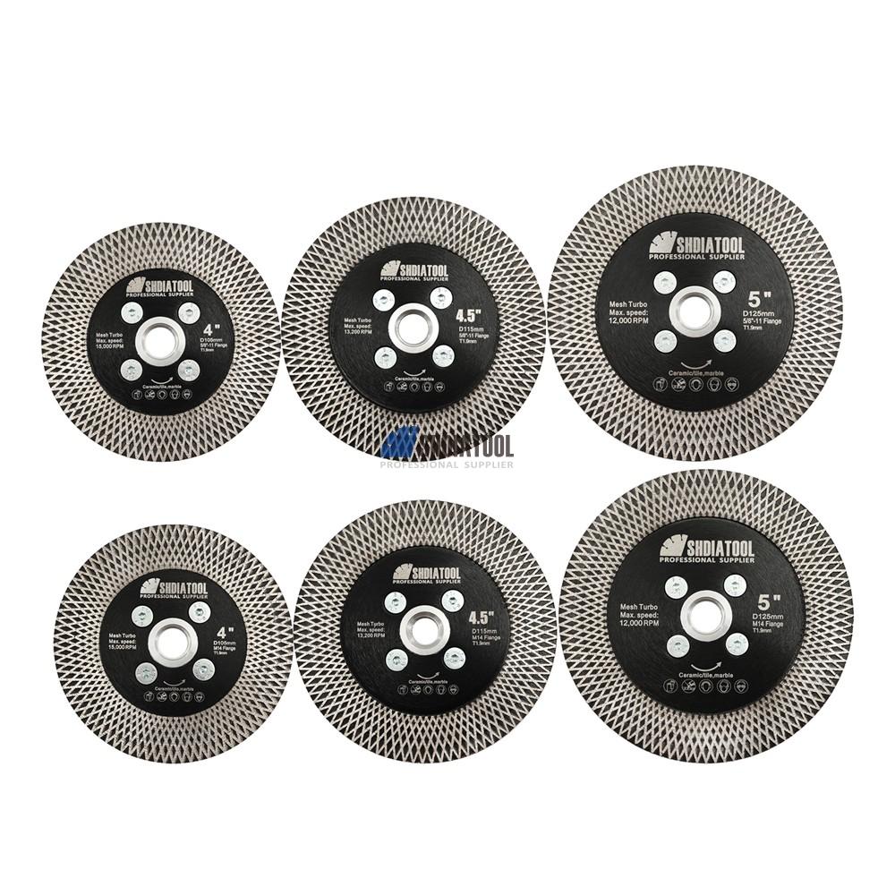 Dia 4''/4.5''/5'' Sintered X Mesh Turbo Double Side Diamond Blade Diamond Cutting Disc With Flange