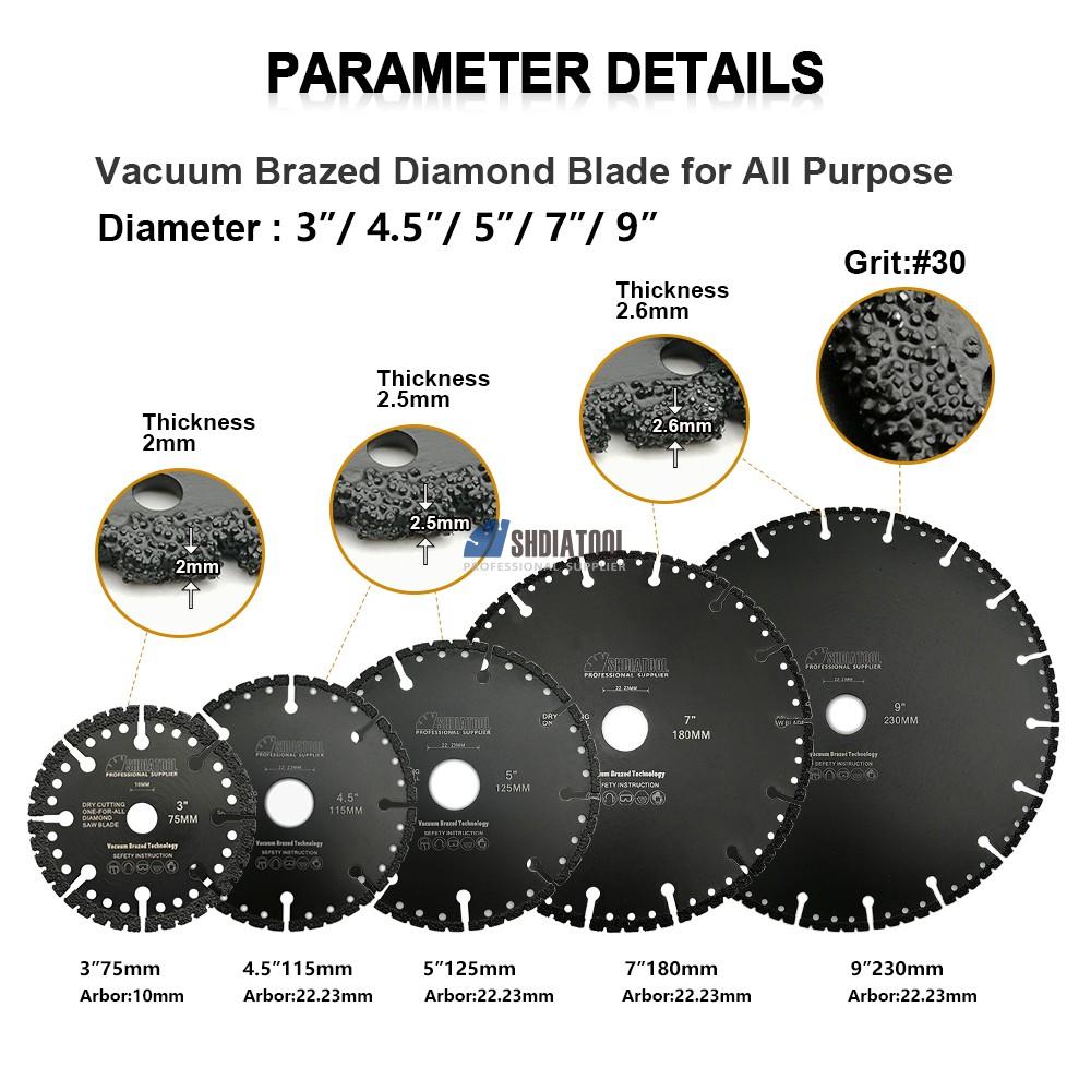 3''/4.5''/ 5''/ 7''/9'' All Purpose Vacuum Brazed Diamond Cutting Disc Demolition Saw Blade for Cutting Metal Steel Pipe Plate